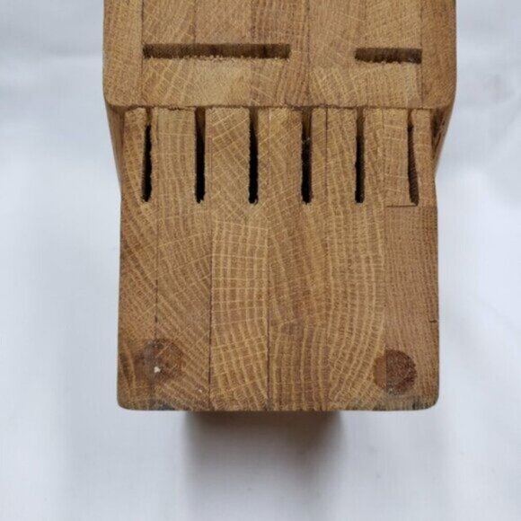 Cutco 13 Slot Solid Oak Knife Block Honey Oak Made in USA - Picture 9 of 12
